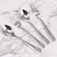 Stainless Steel Spoon And Fork, Multi-Purpose For Iced Tea, Milkshake, Coffee, Tea, Stylish Cutlery - Silver - View 1