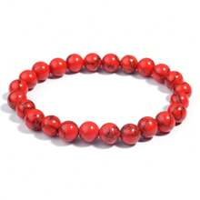 Pulsera sintética de turquesa blanca/roja que tiene buena en las transacciones internacionales, de 4/6/8/10mm (opcional) con Joyería unisex de pulsera de yoga de energía en stock - Pulsera - Ver 16