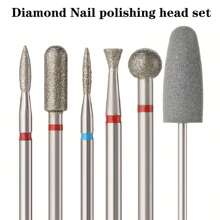 6pcs/Set Diamond Sand Nail Files Drill Cuticle Polishing Bit Nail Grinding Head Electric Manicure Set For Removing Acrylic Nails Gel - Home Salon Use