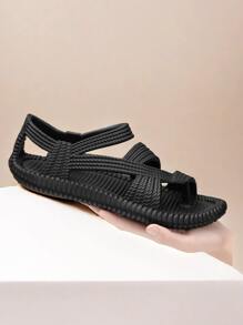 Sandalias de verano para hombres, zapatos tejidos romanos antideslizantes de hierba para actividades al aire libre, playa, conducción, zapatillas deportivas de talla grande
