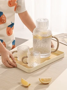 1入組長方形托盤，創意竹紋茶具、塑料水果、咖啡上菜托盤，日式家居用品 - 白色 - 查看 7