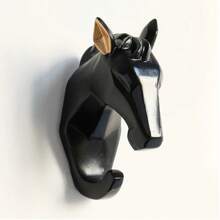 1pc Black Resin Cute Animals Wall Hook For Key Hat Hanger Wall Decor Deer Hosre Elephant Giraffe Figurine Decorative Hooks For Towel Kitchen Key Holder Wall - Black - View 12