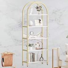 5 Tier Display Racks Tall Standing Bookshelves,Bookshelf Arched Bookcase ,Modern Storage Rack Shelf Wood Book Shelf For Bedroom,Living Room,Home Office - Vàng - Xem 6