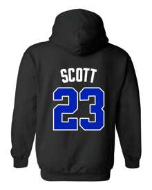 Ravens Basketball Movie #23 Nathan Scott One Tree Hill Jersey Style Hooded Sweatshirt - Black - View 2