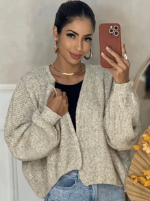 Women Cardigans - Beige - View 1