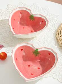 1 件/4 件创意家用汤碗、沙拉盘、餐具、可爱少女草莓心形碗、厨房装饰、家居装饰、适用于汤、米饭、水果、小吃、户外、派对、婚礼、礼物、餐厅、生日 - 粉色 - 查看 10