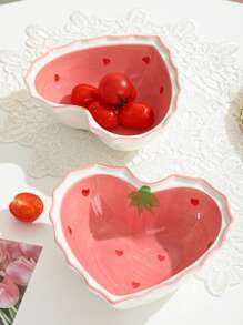 1 件/4 件创意家用汤碗、沙拉盘、餐具、可爱少女草莓心形碗、厨房装饰、家居装饰、适用于汤、米饭、水果、小吃、户外、派对、婚礼、礼物、餐厅、生日 - 粉色 - 查看 9