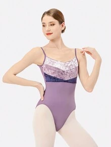 DonsGirl 1件女士芭蕾舞服，高腰設計，鑲有鑽石裝飾 - 彩色 - 查看 6