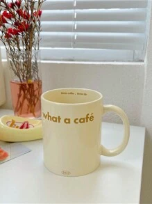1pc Ceramic Water Mug, Random Color & Pattern (Beige Size Is Beige With Random Pattern) - Beige - View 8
