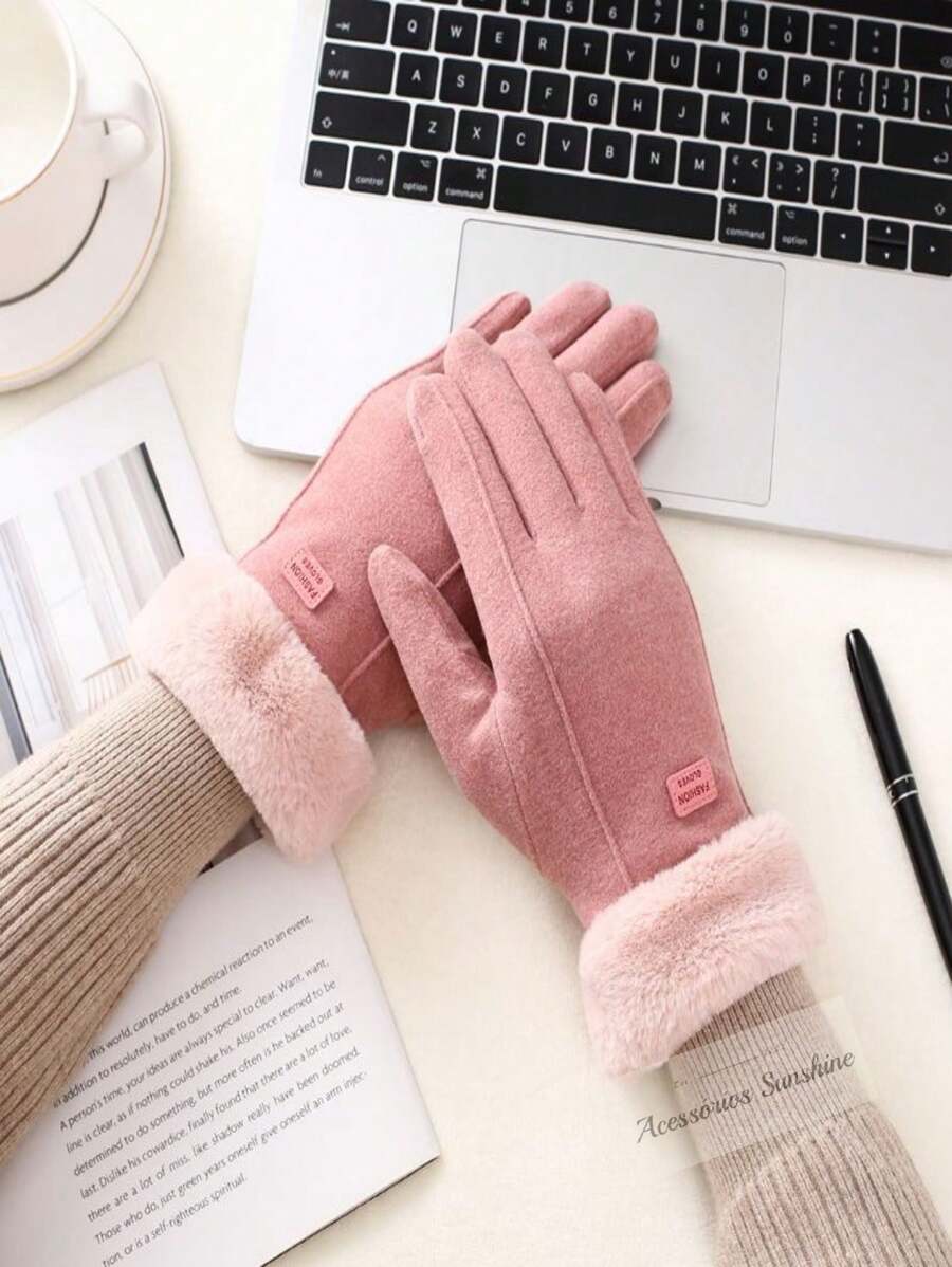Women Full Finger Gloves - Baby Pink - View 1