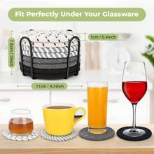 8 pièces de dessous de verre pour boissons, dessous de verre absorbants, dessous de verre tressés pour boissons, dessous de verre tressés, résistants à la chaleur pour table de salon, tasse de bureau, dessous de verre de protection pour table (noir mélange de couleurs)