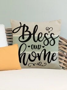 1pc/4pcs Lemon & Bowknot Print Black & White Gingham Bottle& Letter Print Linen Cushion Cover , Pillow Case, Room Decoration, Bedroom Decoration, Sofa Decoration, 18*18 Inches (Pillow Core Not Included) - Multicolor - View 17