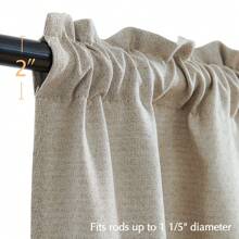 Kitchen Curtains Linen Textured Tier Curtains Rod Pocket Flax Linen Look Tiers Curtains For Living Room Farmhouse Cafe Curtains Window Treatments Room Darkening 2 Panels - 米色 - 查看 5