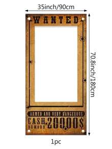 1pc Western Celebration Photo Frame Banner - Country Cowboy/Cowgirl Theme, High-Quality Polyester, Perfect For Hosting Unforgettable Parties - Brown - View 2