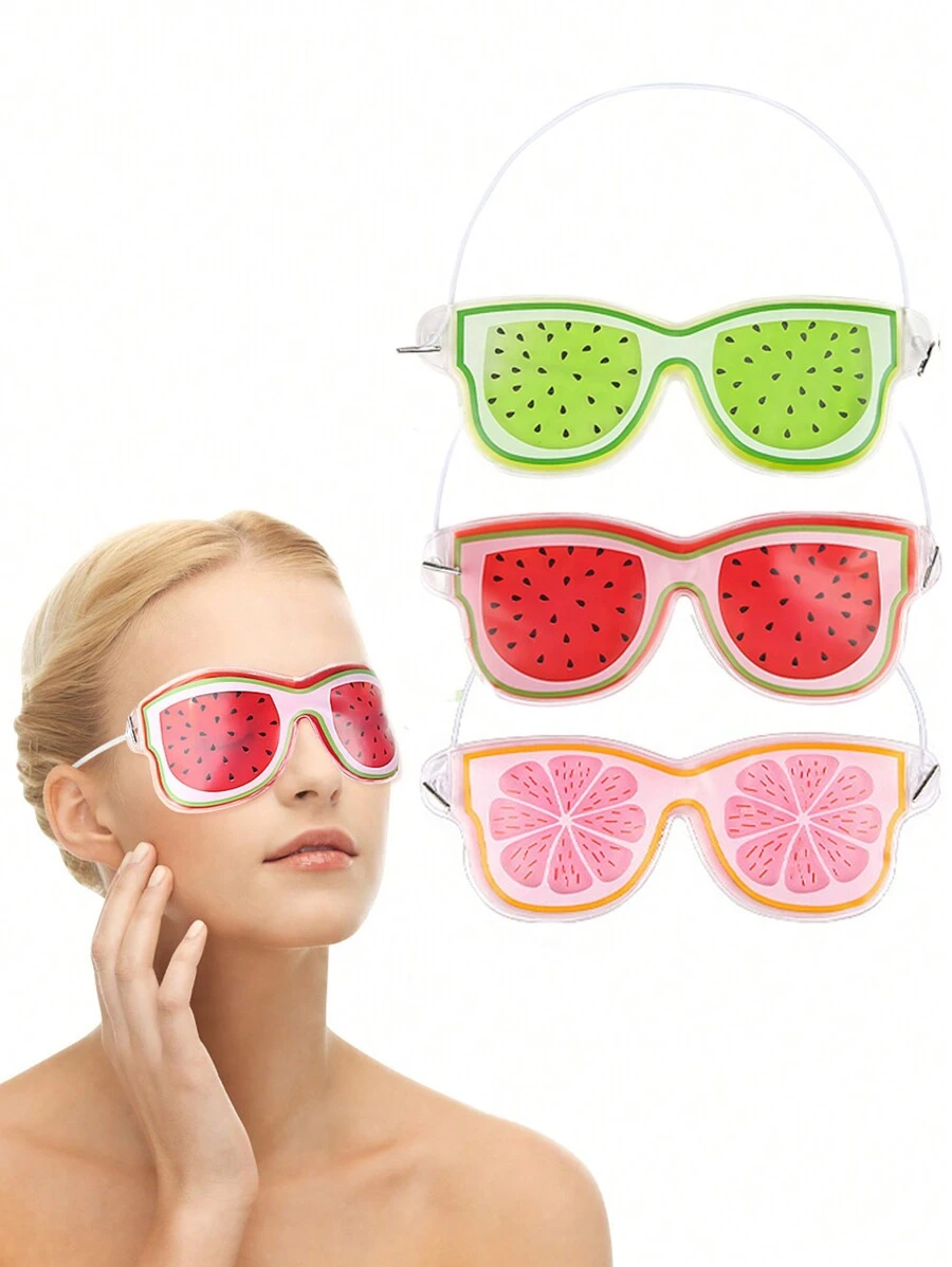 1pc/2pcs Fruit Design PVC Gel Cooling Eye Mask, Soothing & Cold Compress Eye Pads,School,Back To School,Travel,Travel Essentials,Home Essentials,Eye Mask,Sleep Mask - Multicolor - View 1
