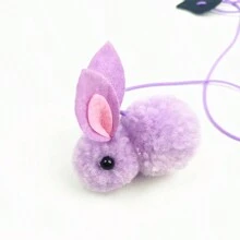 1pc Cat Toy Mini Plush Rabbit Swing With Sticky Disc, Elastic Rope For Wall Or Door Hanging, Long Rope Cat Teaser Accessory, Pet Kitten Toy, Easter Decoration - Multicolor - View 4