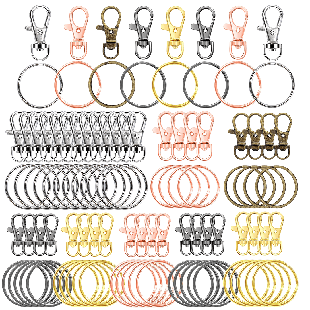 20/40/60/100 Keyring Hooks With Keychain, Lobster Claw Clasps With Ring, For Lanyard Jewelry Making DIY Crafts (10/20/30/50pcs Metal Lobster Claw Clasps + 10/20/30/50pcs Split Key Rings) (35mm) Car Accessories Bag Charm School Cute Goth Y2k