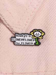 1pc Creative Short Sentence Metal Badge Cartoon Flower Shaped English Accessory Brooch Pin Collar Pin, Suitable For Daily Wear By Men And Women Valentines,Mom,Mother,Mother's Day,Gift