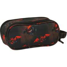 DC Comics 3D-Batman-Doppelfedermäppchen – Offiziell lizenziertes Federmäppchen – kompaktes Design – ideal für Schule und Büro – widerstandsfähiges Material – sicherer Verschluss