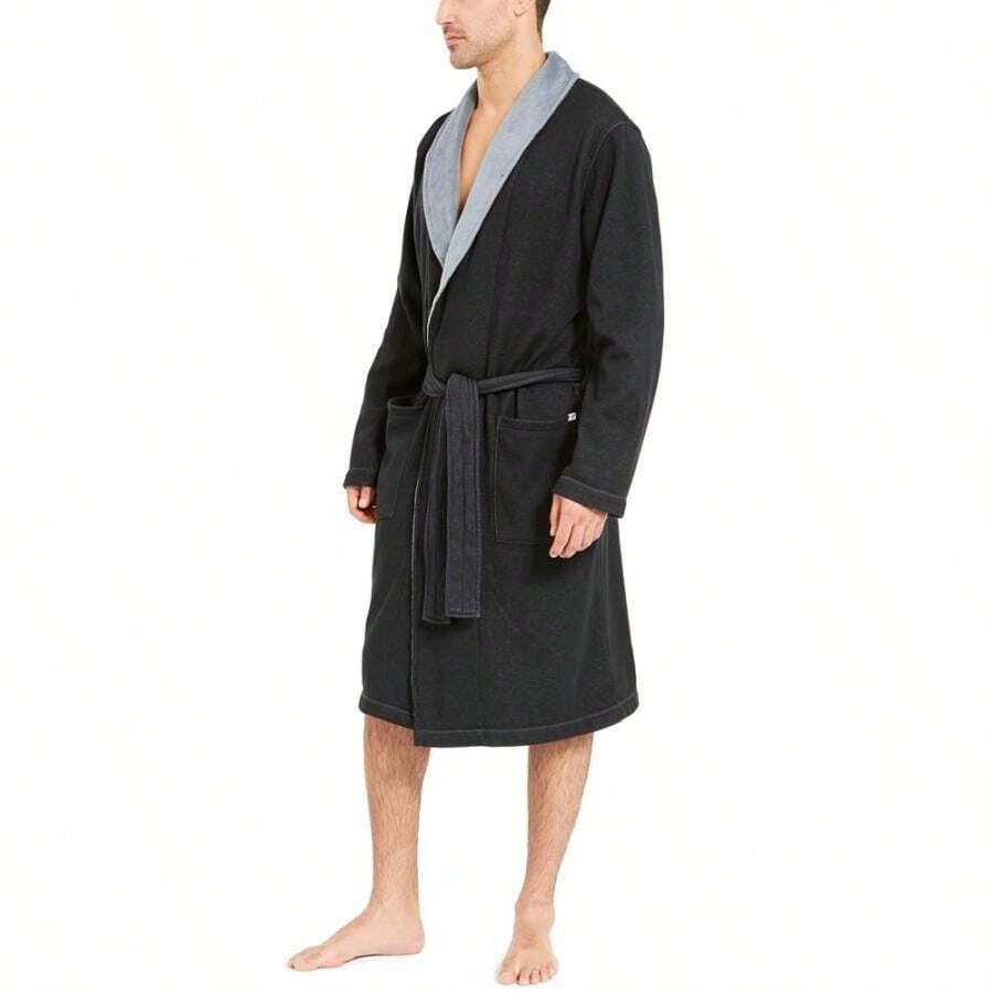 UGG Men's Robinson Fleece Robe - Black Bear Heather - View 1