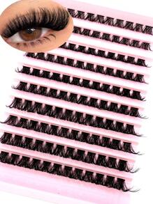 8-16mm D-Curl Fluffy 3D Segmented False Eyelashes DIY Natural Individual Lashes Makeup Tools, Soft & Natural, Easy To Use Lash Clusters, Individual Lashes - Black - View 9