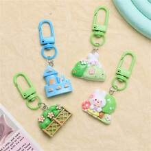 1入/3入組可愛花園兔子鑰匙扣吊飾，多種顏色可選，INS風格掛飾，卡通學生情侶包裝飾 - 彩色 - 查看 1