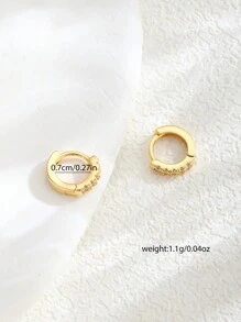 1pair Exquisite Cubic Zirconia Decor Hoop Earrings Suitable For Kids Girls Family Friend Classmates Party Banquet Festival Datings Summer Beach Vacation Jewelry Gift For Daily Wear - Yellow Gold - View 3