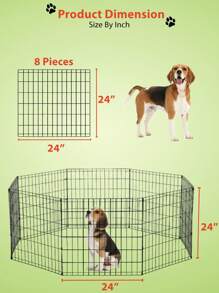 Dog Pen Dog Playpen Puppy Pet Playpen 8 Panel Indoor Outdoor Metal Portable Folding Animal Exercise Dog Fence,24",Black