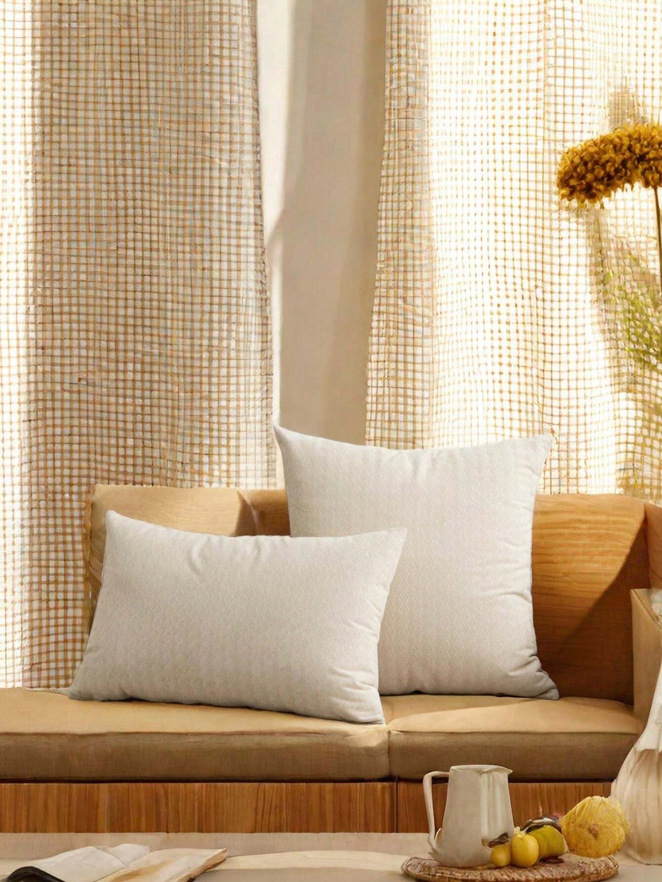 1 Stück beige Kissenbezug mit Baumzweig und Blättermuster, ChenilleJacquardStoff mit