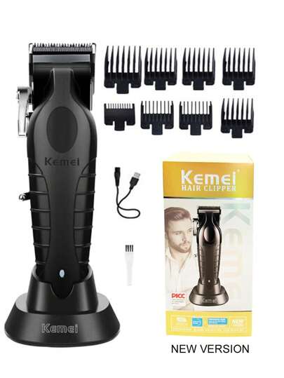  Máquina cortapelo eléctrica de marca Kemei KM-2296, nueva versión profesional para hombres, potente, recargable, inalámbrica y ajustable con base de carga para uso en el hogar o en la peluquería barberia