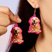 Customized Earrings & Necklace Set, Large Size Design, Multiple Colors & Styles, Souvenir/Birthday Gift/Surprise Gift/Graduation Season/Back To School Season/Travel Essential - Gold - View 9