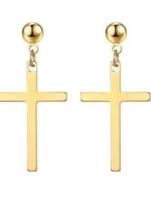 1 Cặp Bông tai hình chữ thập bằng thép không gỉ hợp thời trang xuyên biên giới theo phong cách Âu Mỹ đa năng và cổ điển Hoa tai dạng bi thép đơn giản và thời trang dành cho nam và nữ, bằng thép titan - Nhiều màu - Xem 5