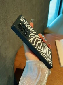 One Black And White Zebra Print Square, Spray Painted Matte Skin-Feel Decorative Phone Case Compatible With Apple 11/12/13/14/15ProMax, IPhone 15 Pro Max 2023, 6.7 Inches, Classic Fashion Design