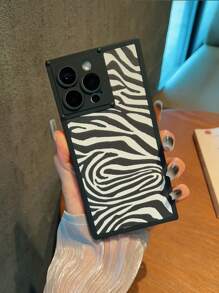 One Black And White Zebra Print Square, Spray Painted Matte Skin-Feel Decorative Phone Case Compatible With Apple 11/12/13/14/15ProMax, IPhone 15 Pro Max 2023, 6.7 Inches, Classic Fashion Design
