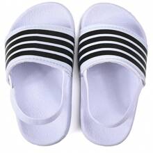 Chinelo Infantil Bebe Unissex Menino E Menina Listrado Com Elastico - Branco - Visão 3