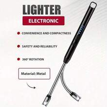 2入組防風離子蠟燭點火器，360度靈活的無火電弧點火器，適用於露營和燃氣爐 - 銀色+銀色 - 查看 4