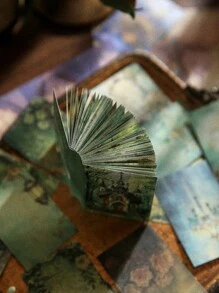 100 Stücke pro Buch Mini Scrapbooking Papier, Lost Ruins Serie, Vintage-traumhafter romatischer Galaxie-Hintergrund Material für Dekoration vom Notizbuch, Bilderrahmen, Handyhülle, Abfall-Journal, Sammelalbum DIY
