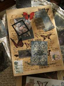 100 Stücke pro Buch Mini Scrapbooking Papier, Lost Ruins Serie, Vintage-traumhafter romatischer Galaxie-Hintergrund Material für Dekoration vom Notizbuch, Bilderrahmen, Handyhülle, Abfall-Journal, Sammelalbum DIY
