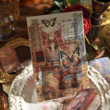 1 Book 100 Sheets/32 Book 3200 Sheets Vintage Style Lost Ruins Series MINI Material Paper Book Aesthetic Phone Case Handmade Hand Account Decorative Design Paper School Stationery Supplies,School Supplies,Back To School