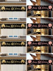 1pc 40*200cm Black Gold Rose Gold Balloon Pattern 18th/30th/40th/50th Birthday Banner, Background Cloth Perfect Decoration 18th/30th/40th/50th Birthday Party, Birthday Family Holiday Party Room Wall Decoration, Outdoor Fence Decoration, Birthday Gift Photography Background Decoration Props,Christmas