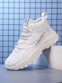 适合所有季节的男士透气休闲运动跑步鞋 - 白色 - 查看 5