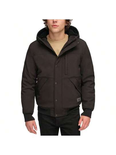 Men's Soft Shell Sherpa Lined Hooded Jacket