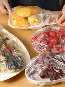 100 件防漏防尘食物罩，用于保鲜和储存 - 弹性防臭厨房配件，用于剩菜、水果和米饭 - 适合冷冻和冷藏、储存、厨房收纳、收纳、厨房用品、房间装饰、家居装饰、户外、露营 - 透明 - 查看 8
