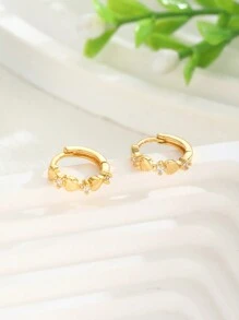 1 Paar süße Kinder Ohrringe in Herz- und Cubic-Zirkonia-Form, geeignet für Kinder, Mädchen, Familie, Freunde, Klassenkameraden, Partys, Bankette, Festivals, Dates, Sommer-Strand-Urlaub Schmuckgeschenke für den täglichen Gebrauch