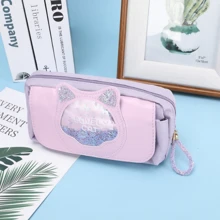 Estuche para lápices con diseño lindo de patrón de gato, grande para almacenamiento de bolígrafos, duradero bolsillo organizador de material de oficina de lona, regalos de suministros escolares - multicolor - Ver 6