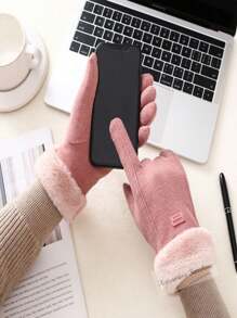 Women Full Finger Gloves - Baby Pink - View 3