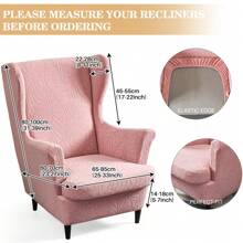 Funda para sillón orejero de 2 piezas, funda protectora para sillón orejero de jacquard - Rosa - Ver 4