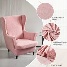 Funda para sillón orejero de 2 piezas, funda protectora para sillón orejero de jacquard - Rosa - Ver 5