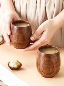 1入組復古木質咖啡杯茶杯 - 棕色 - 查看 2