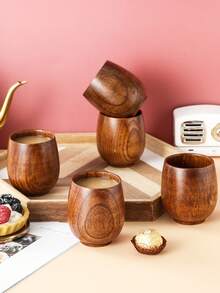 1入組復古木質咖啡杯茶杯 - 棕色 - 查看 1